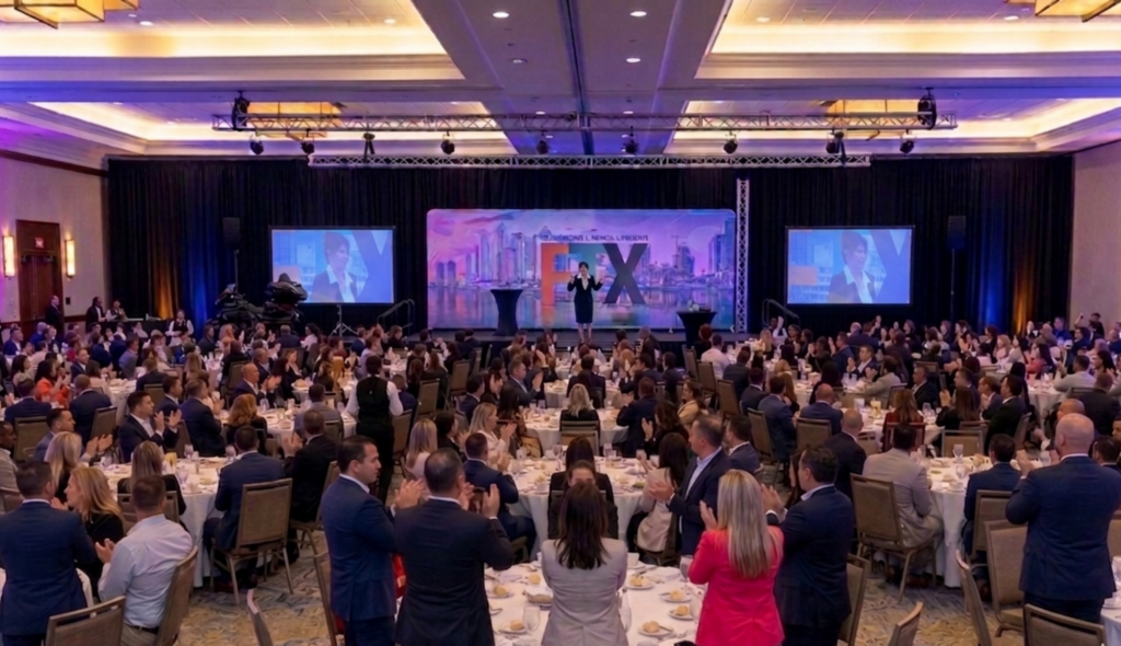 Corporate Keynote Speaker, Marie Cosgrove presenting to a large audience